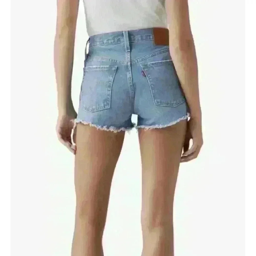 Levis 501‎ Original High Rise Distressed Denim Shorts Medium Indigo Size 29 NWT
